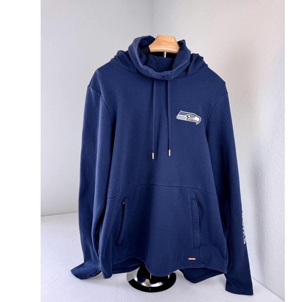 Seattle Seahawks MSX Michael Strahan Hoodie Pullover NFL Men's Large Blue